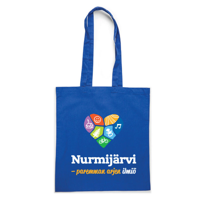 Nurmijärvi puuvillakassi logolla sininen